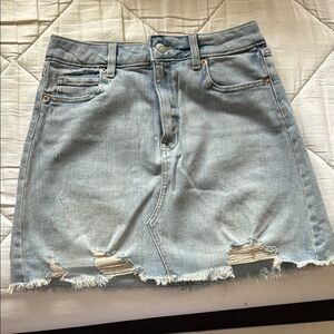 Denim Distressed Skirt